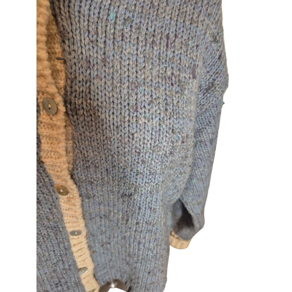 Jennifer Reed VTG Boho Sweater Cardigan Mother of Pearl Buttons Blue Sz S-M - Picture 2 of 6